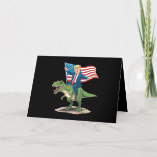 Trump rijdt op dinosaurus T Rex USA Amerikaanse vl Bedankkaart