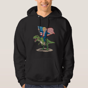 Trump rijdt op dinosaurus T Rex USA Amerikaanse vl Hoodie