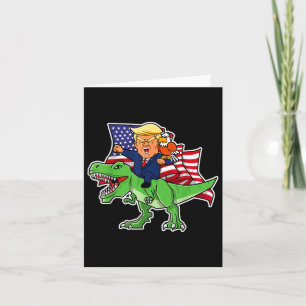 Trump rijdt op dinosaurus Trex Funny Merica Patrio Kaart