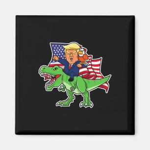 Trump rijdt op dinosaurus Trex Funny Merica Patrio Magneet