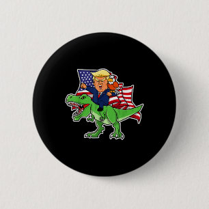 Trump rijdt op dinosaurus Trex Funny Merica Patrio Ronde Button 5,7 Cm