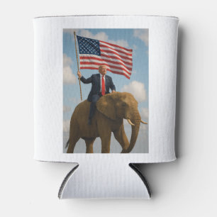 Trump rijdt op een olifant blikjeskoeler
