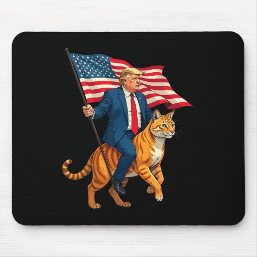 Trump rijdt op kat met Amerikaanse vlag Muismat (Voorkant)