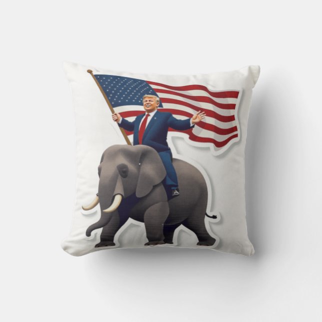 Trump rijdt op olifant met vlag kussen (Voorkant)