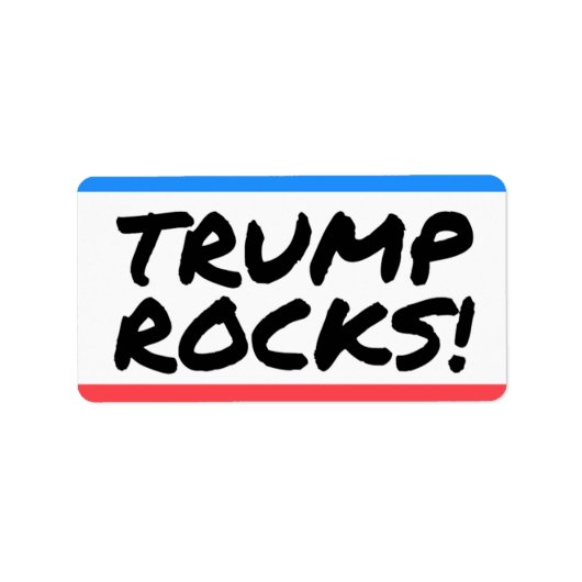 TRUMP ROCKS label retouradres sticker deco (Voorkant)