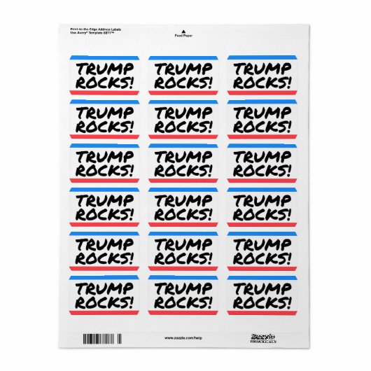TRUMP ROCKS label retouradres sticker deco (Full Sheet)