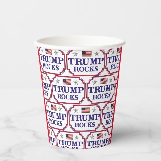 Trump Rocks Paper Cups Papieren Bekers (Voorkant)