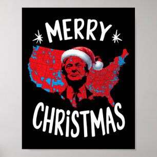 Trump Rode Verkiezingskaart Vrolijk Kerstfeest Tru Poster