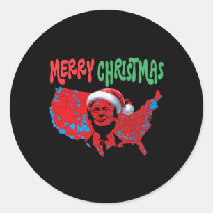 Trump Rode Verkiezingskaart Vrolijk Kerstfeest Tru Ronde Sticker