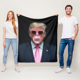Trump Roze Bubble Gum President 47 USA Fleece Deken