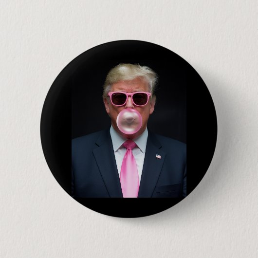 Trump Roze Bubble Gum President 47 VS Ronde Button 5,7 Cm (Voorkant)