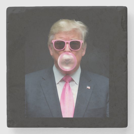 Trump Roze Bubble Gum President 47 VS Stenen Onderzetter (Voorkant)
