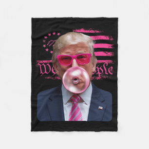 Trump Roze Gles Bubble Gum 4 juli Amerikaanse Vlag Fleece Deken