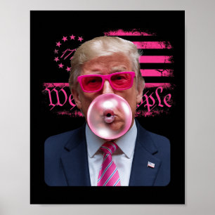 Trump Roze Gles Bubble Gum 4 juli Amerikaanse Vlag Poster