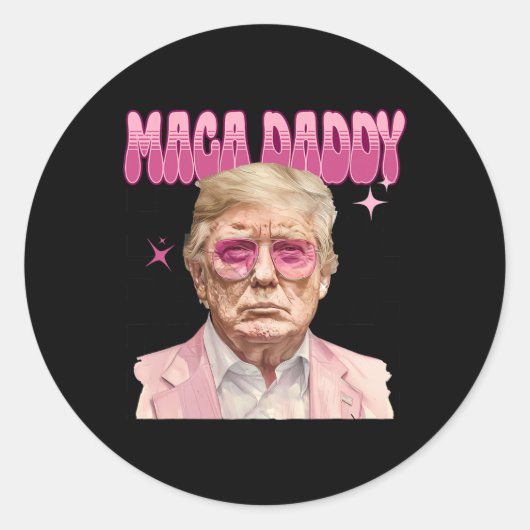 Trump Roze Sungles Maga Daddy Grappig Trump 2024 Ronde Sticker (Voorkant)
