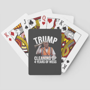 Trump ruimt 4 jaar rommel op Afvalbak Pokerkaarten