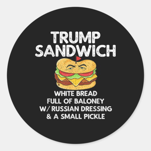 Trump Sandwich Anti-Trump Vintage Ronde Sticker (Voorkant)