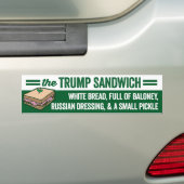 Trump sandwich wit brood vol met flauwekul bumpersticker (Op auto)