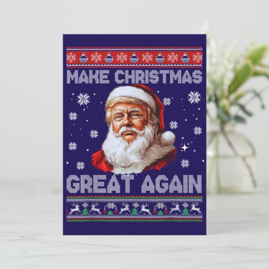 Trump Santa Claus Hat Make Christmas Great Again Feestdagenkaart (Staand voorkant)