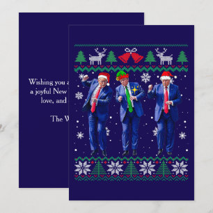 Trump Santa Hat Dance Blue Christmas Kaart