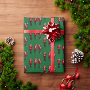 Trump Santa Hat Dance Christmas Green Gift Wrap Cadeaupapier