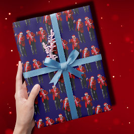 Trump Santa Hat Dance Kerstmis | Trump Dance Blue Cadeaupapier