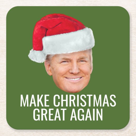 Trump Santa Hat - Maak kerst nog grappig Kartonnen Onderzetters (Voorkant)