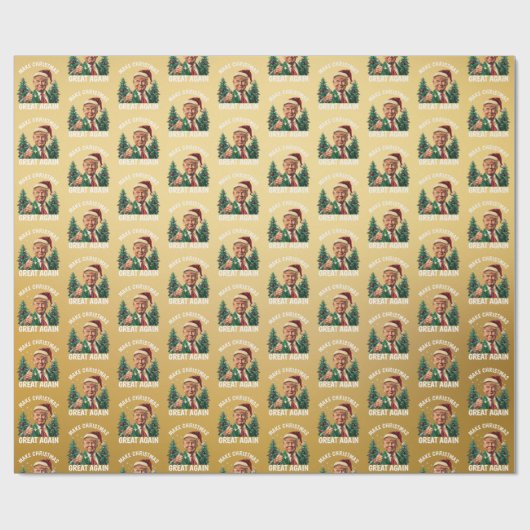 Trump Santa Hat | Maak kerst weer geweldig goud Cadeaupapier (Vlak)