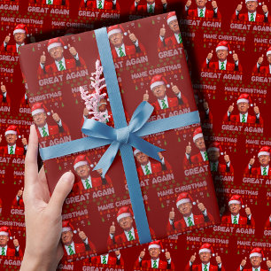 Trump Santa Hat Maak kerst weer mooi rood Cadeaupapier