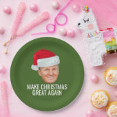Trump Santa Hat maakt kerst weer grappig Papieren Bordje (Feest)