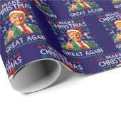 Trump Santa Hat | Make Christmas Great Again Blue Cadeaupapier (Rol Hoek)