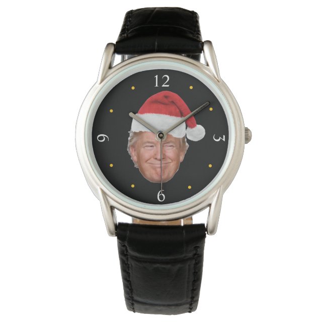 Trump Santa Hat: Patriottisch kerstontwerp Horloge (Voorkant)