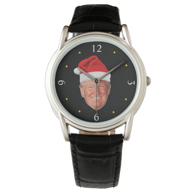 Trump Santa Hat: Patriottisch kerstontwerp Horloge (Voorkant)