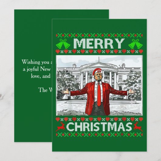 Trump Santa Hat | Trump vrolijke kerst lelijke ker Feestdagenkaart (Voorkant / Achterkant)