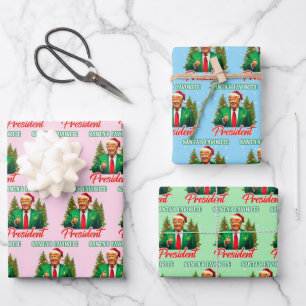 Trump Santa Hat Wrap   Het favoriete President van Inpakpapier Vel