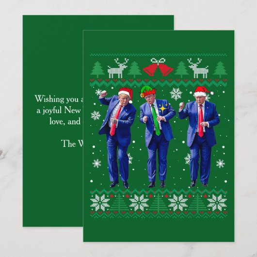 Trump Santa Hoed Dans Groene Kerstkaart (Voorkant / Achterkant)