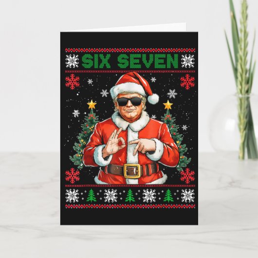 Trump Says 67 Meme Six Seven Funny Ugly Christmas Kaart (Voorkant)