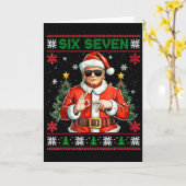 Trump Says 67 Meme Six Seven Funny Ugly Christmas Kaart (Gele Bloem)