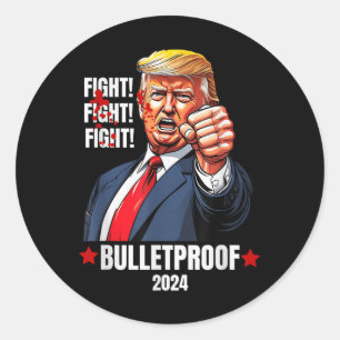 Trump schoot kogelvrije bloederige oor bloeden but ronde sticker