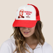 Trump Seing Red Unofficial Mok Shot Trump 2024 Trucker Pet (In situ)