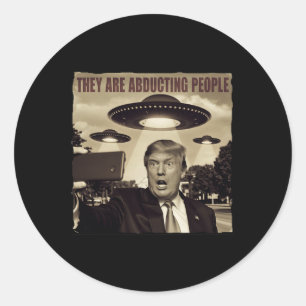 Trump selfie UFO ontvoering buitenaardse wezens Ronde Sticker