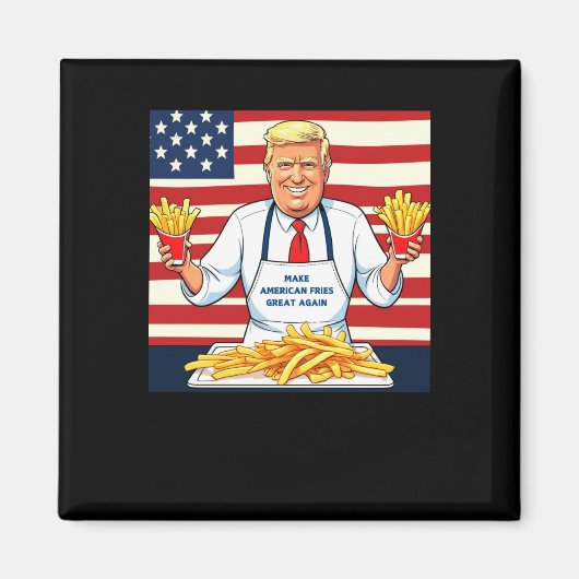 Trump serveert frietjes van McDonalds Magneet (Voorkant)