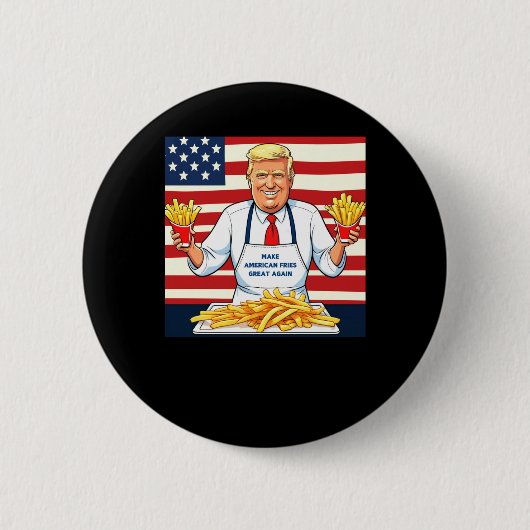 Trump serveert frietjes van McDonalds Ronde Button 5,7 Cm (Voorkant)