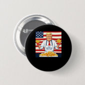 Trump serveert frietjes van McDonalds Ronde Button 5,7 Cm (Voorkant /achterkant)