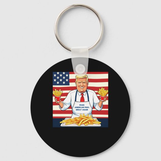 Trump serveert frietjes van McDonalds Sleutelhanger (Voorkant)