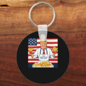 Trump serveert frietjes van McDonalds Sleutelhanger (Voorkant)
