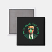 Trump Shamrock Make America Lucky Again St Patrick Magneet (Voorkant / Achterkant)