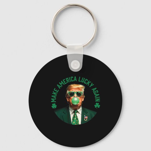Trump Shamrock Make America Lucky Again St Patrick Sleutelhanger (Voorkant)