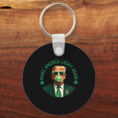 Trump Shamrock Make America Lucky Again St Patrick Sleutelhanger (Voorkant)