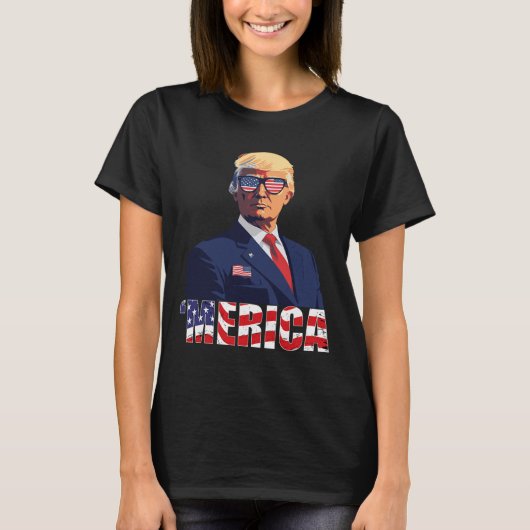 Trump Shirt Merica Trump Sungl US Flag 4 juli (Voorkant)
